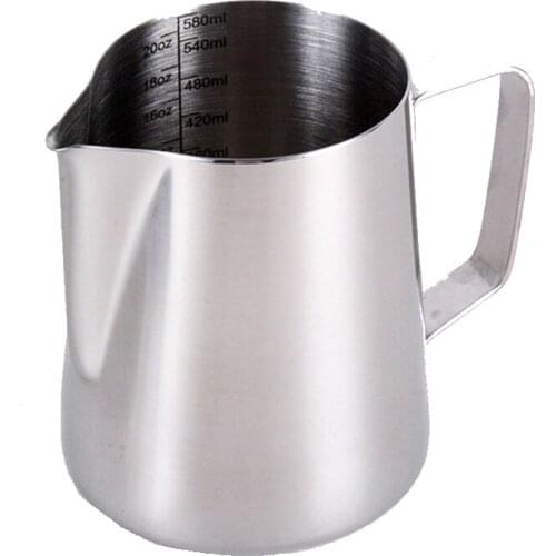 350-1500ml Stainless Steel Frothing Pitcher Pull Flower Cup Coffee Milk Mugs Milk Frother with Scale Latte Art Kitchen Access
