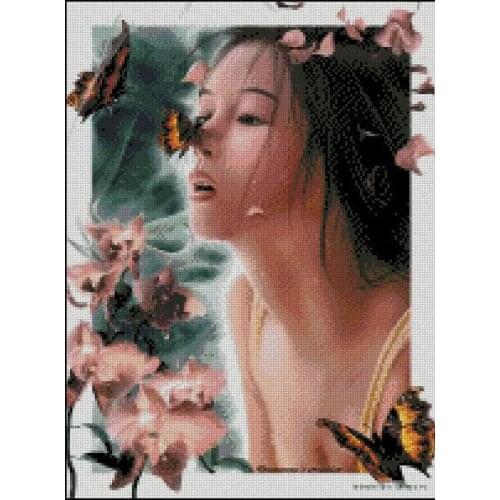 14/16/18/25/22 COLOR AIDA beautiful lovely counted cross stitch kit butterfly girl maid lady girl