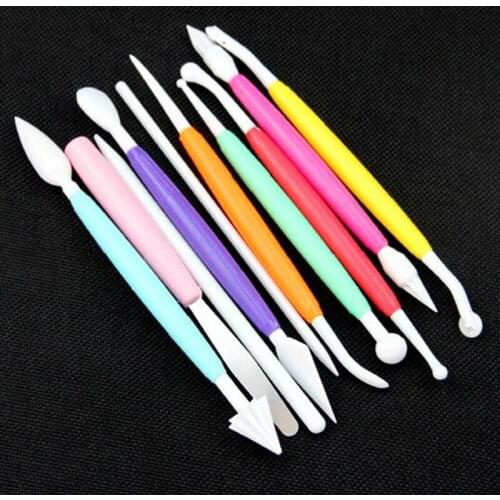 10PCS/Lot Colorful Double Ended Fondant Cake Modelling Tools Sets Sugarcraft Fondant Carve Shaped Modelliing Pen For Cake Flower