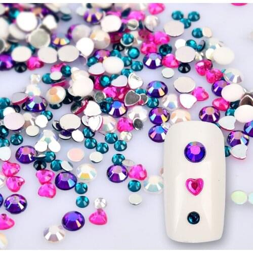 Mix Rhinestones Nail Decoration Round Colorful Glitters With Hard Case DIY Nail Art Decorations