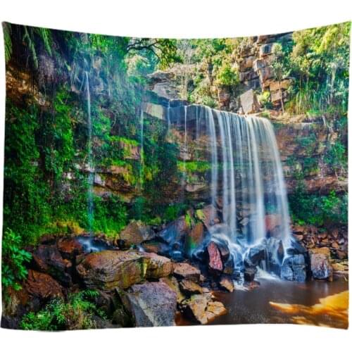 Natural Landscape Forest Falls Woods Waterfall Tapestry Wall Hanging Bed Spread Beach Towel Table Cloth Yoga Mat Large Size