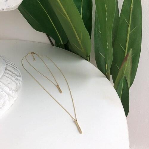 Temperament Wild Double Layer Pendant Necklace Long Metal Strip Clavicle Chain Sweater Chains Necklace