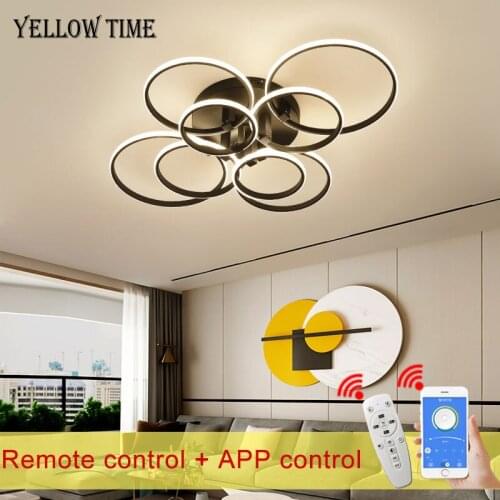 New RC Dimmable APP Circle Rings Chandelier Indoor Lighting For Living Dining Room Bedroom Kitchen Ceiling Chandelier Fixtures