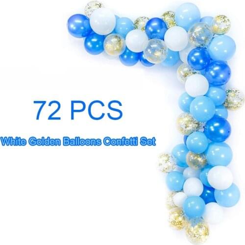 70pcs 12inch Blue White Golden Balloons Arch Confetti Set Charming Birthday Party Wedding Anniversary Baby Shower Decoration