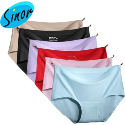 Solid Seamless Underwear Womens Mid-Waist Viscose Fiber Underwear Cotton Crotch Slim Underwear Large Size Womens Panties