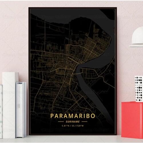 Landscape Painting Suriname City Map The Paramaribo City Map Poster HD Print Wall Art Canvas Nordic for Home Decor