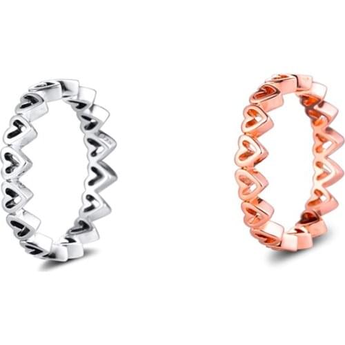 Silver 925 original Rings Freehand Hearts Ring For Woman Jewelry Making Fashion European Rings Silver Jewelry