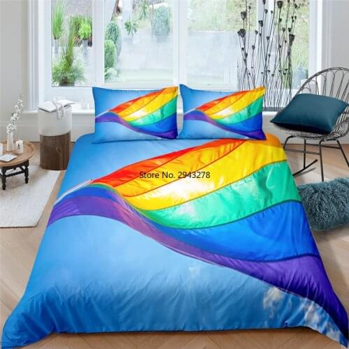 Cute Colorful Rainbow Heart 3d Print Bed Linens Happy Valentine Day Home Textile Bedding 2/3pcs Luxury Duvet Cover 1/2Pillowcase