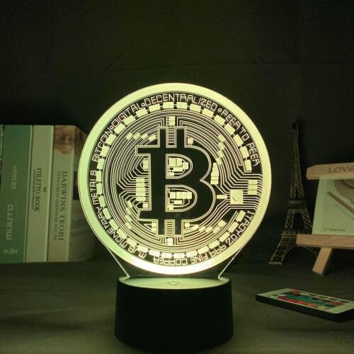 Led Night Light BTC Bitcoin Room Decorative Nightlight Touch Sensor 7 Color Changing Battery Powered Table Night Lamp 3d