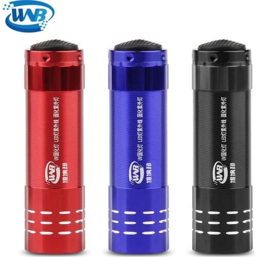WNB Mini 9 LED UV Flashlight Curing Light Ultraviolet Invisible Ink Marker Detection Torch Aluminum Alloy 3AAA Ultrabright Lamp