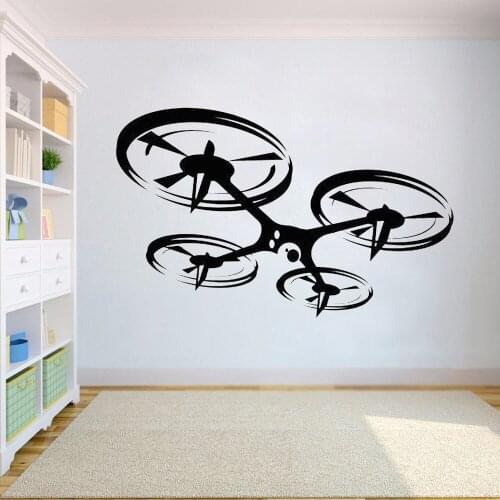 Quadcopter Vinyl Wall Stickers for boy rooms decoration Drone Unmanned Aerial Vehicle UAV Decal waterproof Mural Decals HY1119