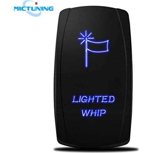 MICTUNING 5 Pin 12/24V Waterproof Led Car Rocker Switch SPST Boat Truck Light Toggle On-Off Switch with Laser Blue Lighted Whip