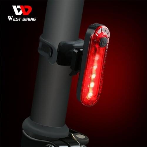 WEST BIKING Bike Light Waterproof Cycling Taillight Led USB Rechargeable Riding Rear Light MTB Bike Safety Warning Bicycle Light