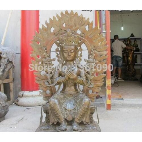 Xd 00659 Huge Tibet Buddhism Fane Classic Bronze Amitabha Maitreya Kwan-yin Buddha statue