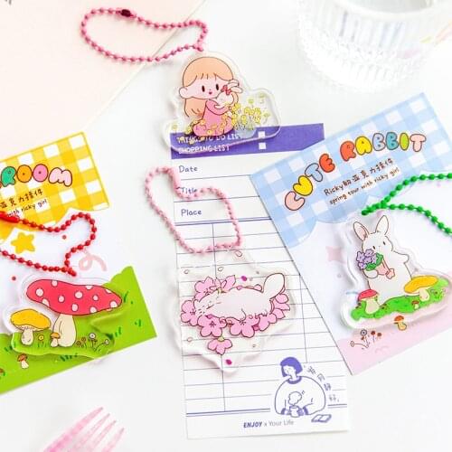 Yoofun 1pc/pack Acrylic Loose Leaf Pendant Spring Tour Transparent Art Kawaii Decoration Notebook Keychain Pendant Accessories