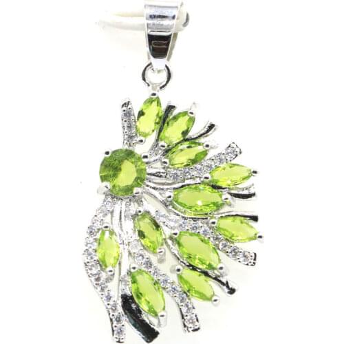 56x38mm Super Long Big European Design Created White Sapphire London Blue Topaz CZ For Women Silver Pendant Dating