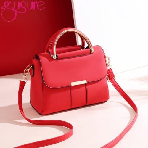Gusure Elegant PU Leather Handbags Classic Women Crossbody Bag Small Handle Shoulder Bags Female Mother High Quality Flap Bags