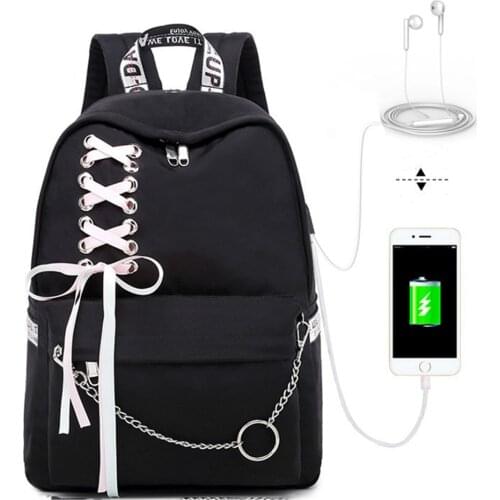 Women Gray Backpacks Fashion Girl Schoolbag Female Students Laptop Backpack Kids School Bags for Teenage Girls