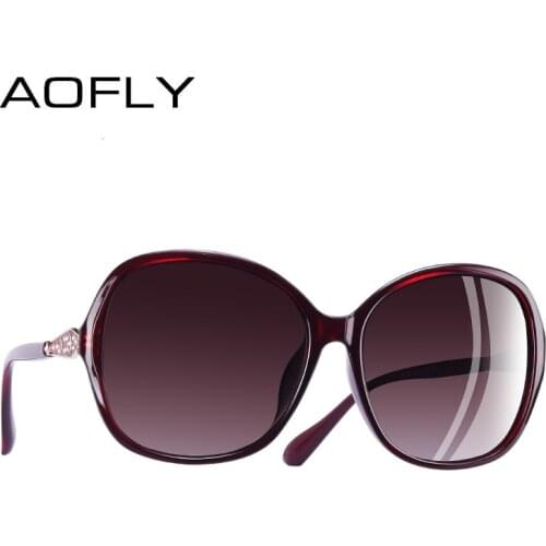 AOFLY BRAND DESIGN Classic Polarized Sunglasses Women Oversized Frame Gradient Lens Rhinestone Sunglasses A102
