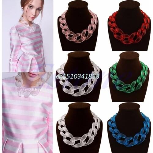 Lady Fashion Jewel Acrylic Collar Chunky Choker Statement Chain Necklace Pendant #Y51