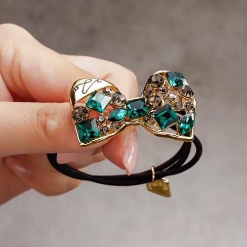 1 Pcs Girl Cute Alloy Square Bow Hair Ropes Ponytail Elastic Rubber Band Headband Hair Rope Fashion BraiderWomen Hair Accessorie