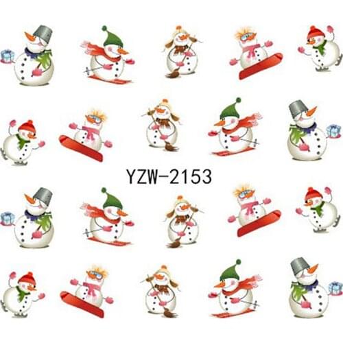 1pcs Christmas Nail Stickers Watermark Full Stickers Cute Snowman Santa Christmas Tree Gift Printing Easy Nail Painting Tools