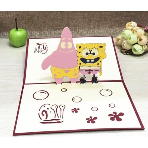 1pc Sponge Baby Cartoon Pop Up DIY 3D Greeting Card With Envelope Post Card Handmade Christmas Birthday Souvenirs Festival Gifts