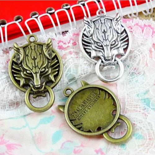 10pcs 40.5*26.7MM diy jewelry Antique bronze Antique silver Plated color alloy vintage wolf head charms pendant for necklace