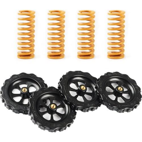4pcs hotbed M4 Big Hand Twist Leveling Nut 5pcs Yellow strong pressure springs upgrade for CR-10 CR-10S Ender-3 3D Printer Parts