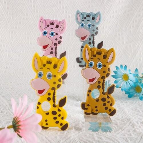 Sunrony 5pcs Silicone Teether Giraffe Cartoon Animal BPA Free Rodent Teeth Necklace Food Grade Infant Chewable Toys Baby Teether