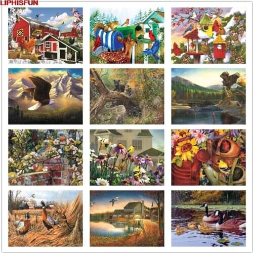 5D Full Drill Diy Diamond Painting Cross Stitch Resin Square/round Diamond Embroidery Scenic cartoon animal eagle bear flower