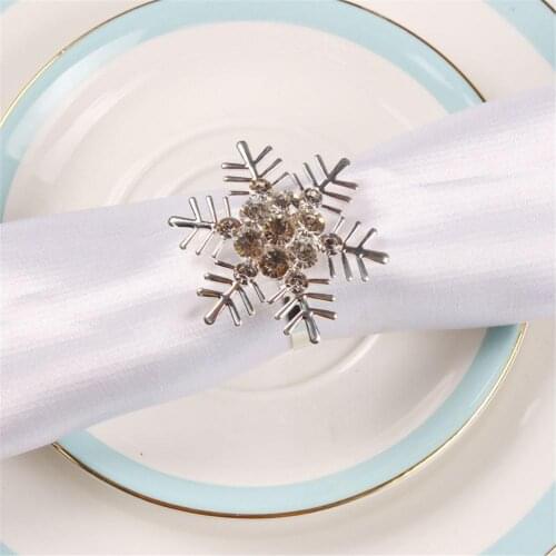 6pcs Christmas Snowflake Napkin Ring Exquisite Napkin Buckle Anti-rust Napkin Holder Christmas Dinner Party Table Decoration