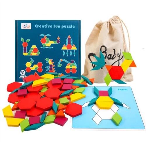 88Pcs Childrens Creative Jigsaw Puzzle Toys Early Education Geometric Shape Wooden Toys