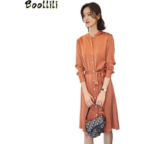 Boollili Real Silk Dress Women Spring Summer Dress Korean Vintage Beach Dress Elegant Party Dresses Woman Vestidos Mujer