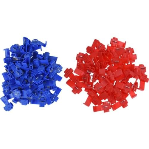 Quick Splice Connectors Lock Wire Terminals Crimp Electrical Electric - 50pcs Blue & 50pcs Red