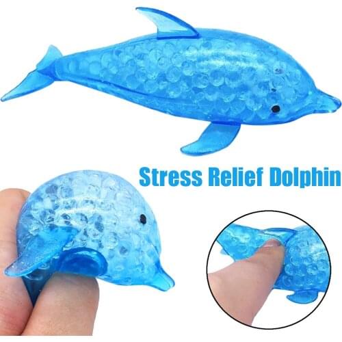 30# Spongy Dolphin Bead Stress Ball Toy Squeezable Stress Relief Toy Decompression Dolphin Bubble Ball Decompression Toy 10ml