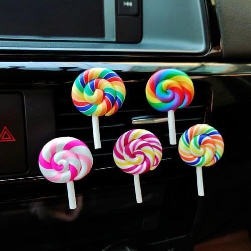Simulation Rainbow Lollipop Car Perfume Air Freshener Resin Plastic Colorful Lollipop Model Cute Car Accessories Interior Woman
