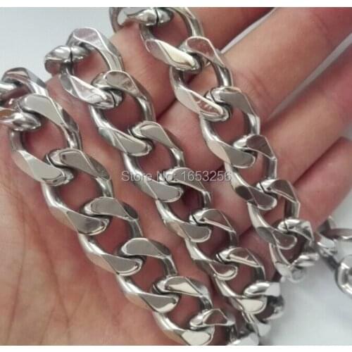 Huge Heavy 15mm 24'' Curb Chain Link Necklace Pure Stainless Steel Jewelry High Polished .Best Gifts For Men