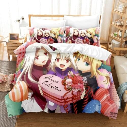 Anime Fate Saber Bedding Set 3d Print Bed Linen Quilt Duvet Cover Sets Home Textile Decor Queen King Size Game Kids Gift Cartoon