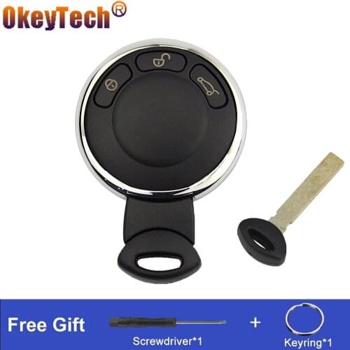 OkeyTech 3 Button Car Key Shell For BMW Mini Cooper R56 Keyless Entry Keys Remote Control Replacement Car Key Cover Insert Blade
