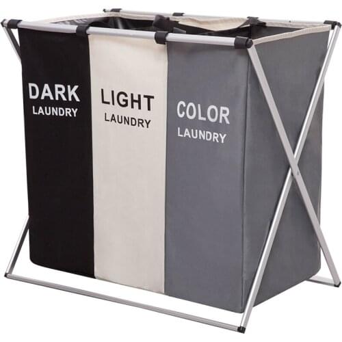 Laundry Basket Foldable Large Hamper Drawstring Waterproof Round Cotton Linen Collapsible Storage Bag