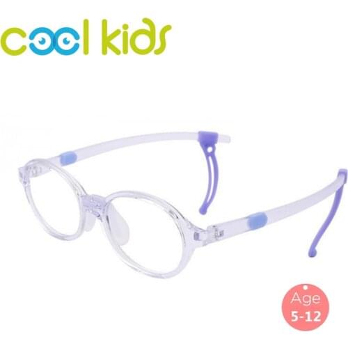 COOL KIDS TR90 Round Transparent Child Glasses Frame Full Rim Kids Sports Eyeglasses With Ear Hooks For Prescription Lenses