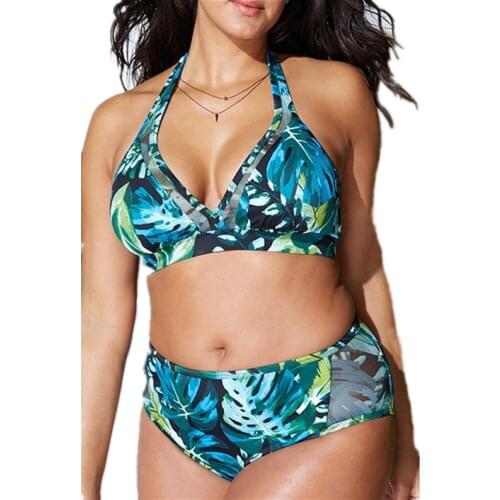 Print Swimsuits Large Size Bikini High Waist Two-piece Swimsuit Plus Size Women Bikinis Sexy Beach Wear Swimwear Maillot De Bain