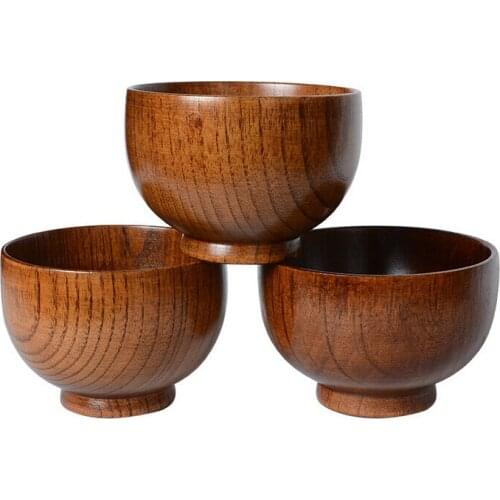 Natural Wood Bowl Kitchen Rice Bowl Wooden Tableware
