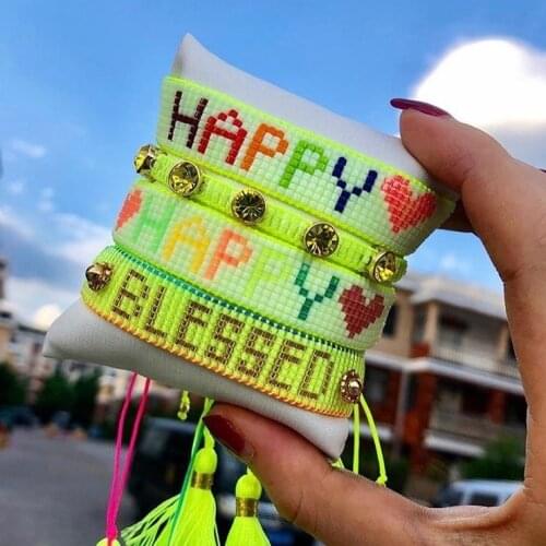 The latest fashion rainbow color miyuki happy bracelet simple design personality bracelet for girlfriend gift