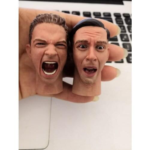 1/6 WWII Male Head Sculpt H004 H005 Shocked Expression PVC Soldier Head Carving For 12" Action Figure Body