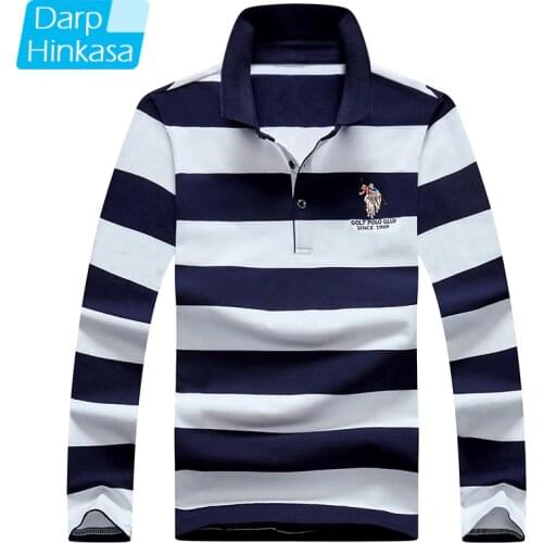 Men Stripe Polo Shirt Cotton Long Sleeve Shirt 2020 Spring Autumn Embroidery Warm Casual Fashion Polo Shirt Men