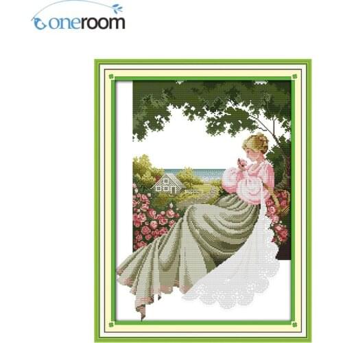 Oneroom A Rose Garden Patterns Counted Cross Stitch 11CT Printed 14CT Cross Stitch Sets Chinese Cross-stitch Kits Embroidery