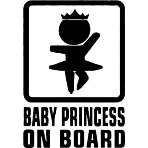 Baby Car Princess Personality Warning Car Sticker Creative Fashion Jewelry Car Decal Waterproof Sunscreen Black/White,16cm*11cm