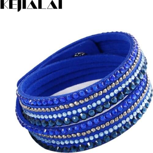 2017 New Fashion Jewelry Wrap Bracelets Women Chram Bracelets with Full Crystal Multi Crystal Stone Bracelet Winding KJL006